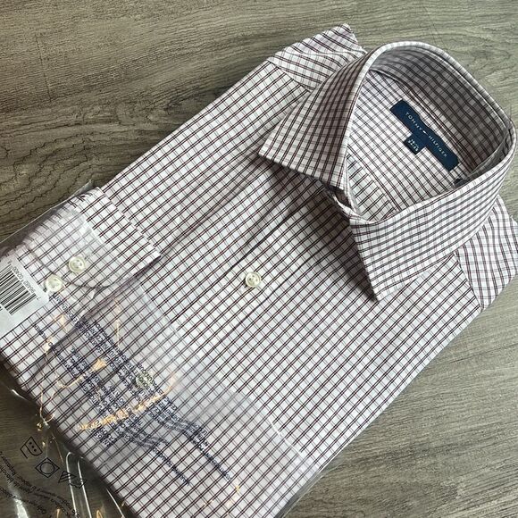 Tommy Hilfiger Grid Print Dress Shirt-RED CLAY-15.5-34/35 - Picture 2 of 2